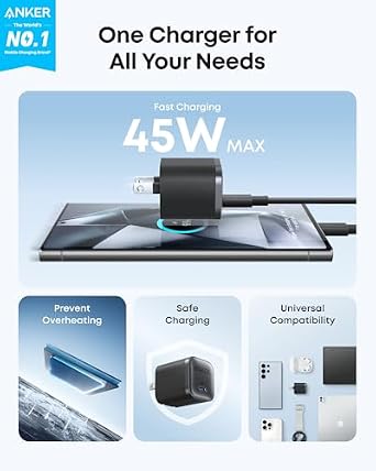 Anker Nano Power Bank, Ultra-Slim 5,000mAh Magnetic Battery Pack&Anker Nano 45W Type C Charger Fast Charging