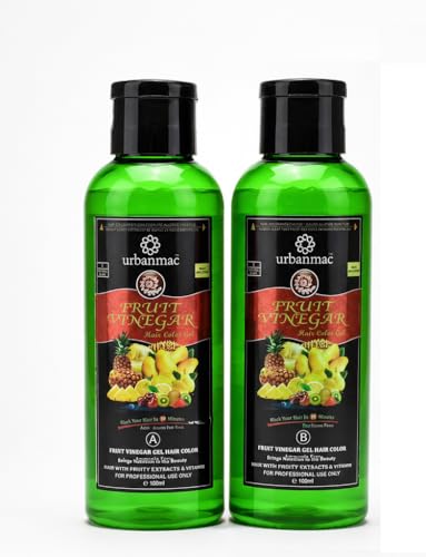 Image of URBANMAC Fruit Vinegar Gel Hair Color Natural Hair Color Dye for Black Hair Dye (BLACK, 100ml X 2)