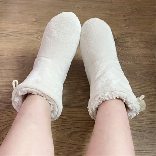 Calcetines para estar en casa y dormir suaves de felpa roja unisex 5
