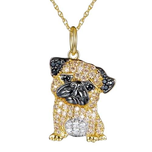 DUTACK Goldener Mops-Anhänger für Frauen – bezaubernder Schmuck für Hundeliebhaber, florales Emaille-Haustierzubehör, aufmerksames Geschenk für Geburtstage und Feiertage, M, Legierter Stahl, Abalone