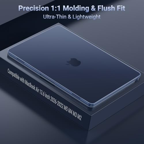 Image of MOSISO Compatible with MacBook Air 13 inch Case M5 2026 M4 2025 M3 M2 2024-2022 A3449 A3240 A3113 A2681,Hard Shell&Keyboard Cover&Screen Film&Pouch for MacBook Air 13.6 inch Case, Midnight
