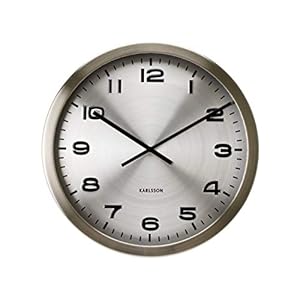 Present Time Wall Clock, Aluminium, Silver, 50cm