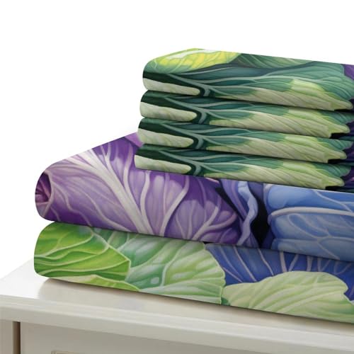 Funda nórdica de 3 piezas cavolo lavable con estampado digital verde 7