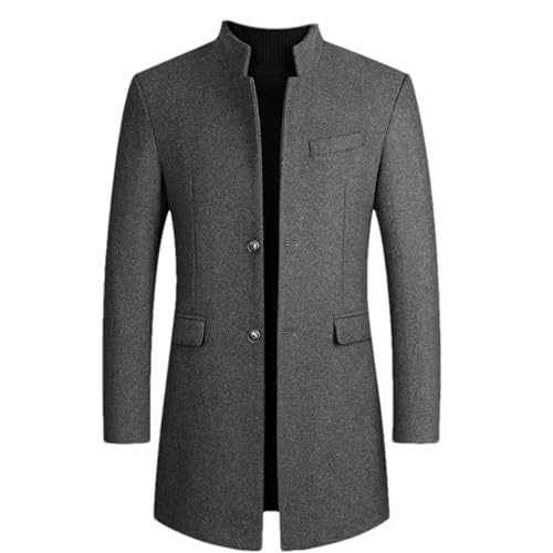 Manteau d'hiver pour homme laine chaude col montant gris taille S 2811