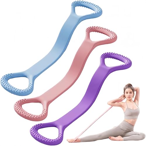 LEXICANMHS 3-teiliges Set mit Widerstandsbändern in Form Einer 8, Armtrainingsbänder für das Heimtraining, Übungsbänder Pilates-Stretchbänder, Fitnessbänder, elastisches Band für Rücken