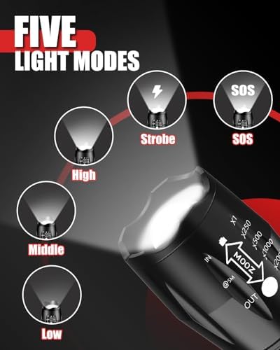 Victoper LED Flashlight 2 Pack, Bright Tactical Torch High Lumens 5 Modes, Waterproof Zoomable Flash Light for Outdoor, Birthday Gifts for Men, Dorm Room Hiking Camping Essentials Gear for Guys - 2