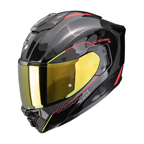 Scorpion Exo-1500 Carbon Air Mundi Full Face Helmet, Black/Red/Yellow, XS (53/54)