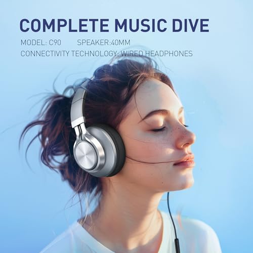 AILIHEN Kabelgebundene Kopfhörer mit Mikrofon, Faltbare, kabelgebundene Stereo-Headsets mit Lautstärkeregler für Erwachsene, 3,5 mm, für Computer, Chromebooks, Laptop, Tablets (Schiefer), A-C9024 AILIHEN Kabelgebundene Kopfhörer mit Mikrofon, Faltbare, kabelgebundene Stereo-Headsets mit Lautstärkeregler für Erwachsene, 3,5 mm, für Computer, Chromebooks, Laptop, Tablets (Schiefer), A-C9024