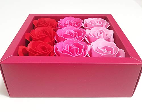 3 Boxes (27 Pcs Total) Of Red Flora Scented Rose Flower Bath Soap, Plant Essential Oil Rose Soap In Gift Box, Gift For Anniversary/Birthday/Wedding/Valentine Day/Mothers Day #TOP1