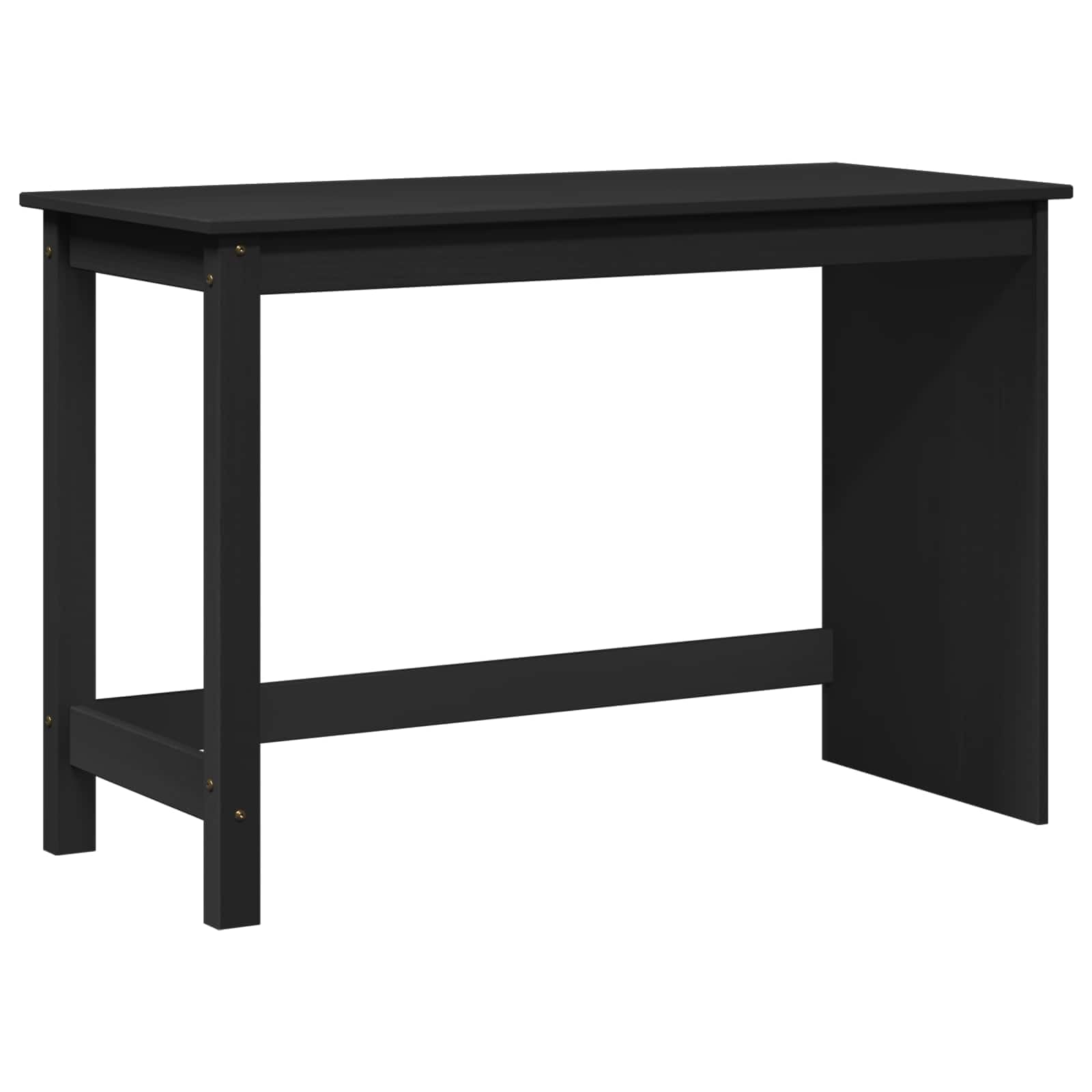 Générique Minimalistyczne czarne biurko 112 x 50 x 75 cm z litego drewna sosnowego, prostokątne biurko do laptopa, stół roboczy z matowym wykończeniem do domu lub narożnika do nauki