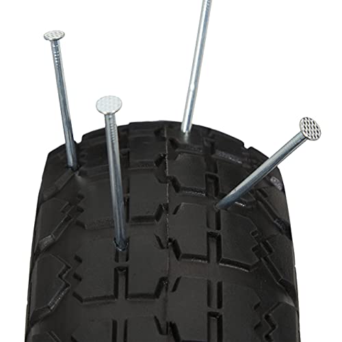 Relaxdays 2 Ruedas de Carro, Antipinchazos, Macizas, 4.10/3.50-4", Eje de 16 mm, hasta 150 kg, 260x85mm, Negro