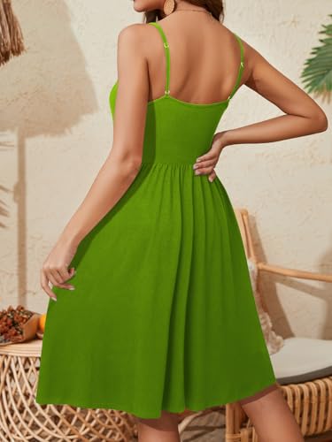 Image of YATHON Summer Casual Dress for Women 2025 Vacation Beach Dresses Adjustable Spaghetti Strap Sundress with Pockets
