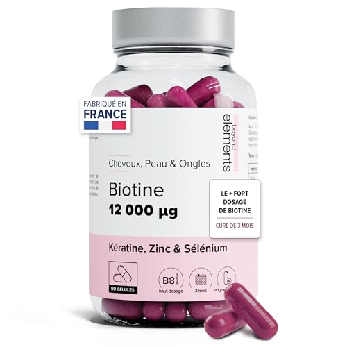 Biotine 12 000µg Haut Dosage Avec Keratine, Selenium & Zinc