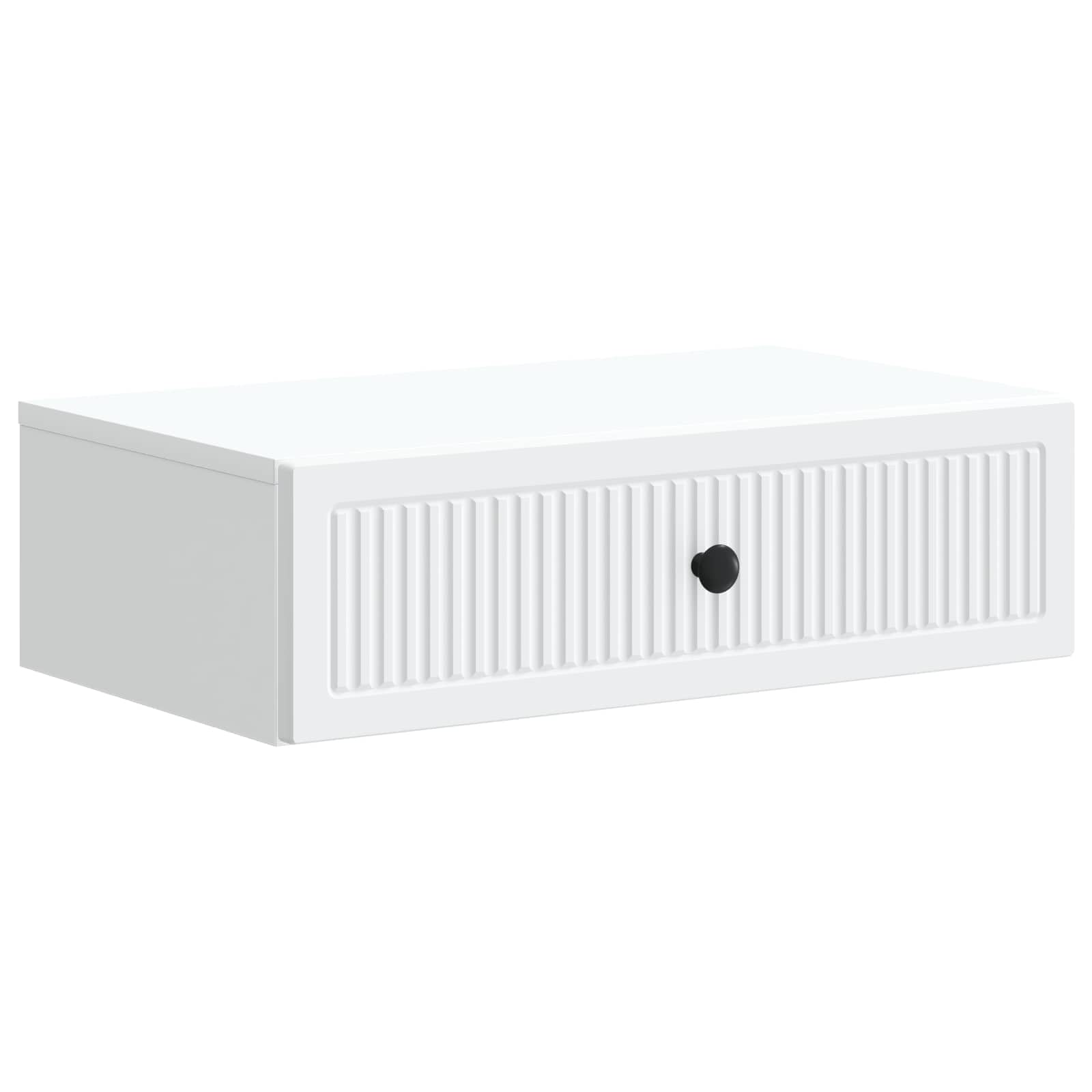Tavolino da parete bianco in legno 59 x 34,5 x 17 cm con cassetto, spazio e ripiano per soggiorno, ufficio, corridoio, credenza versatile salvaspazio e organizer