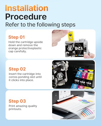 E-Z Ink (Remanufactured Ink Cartridge Replacement for Epson 126 Ink Cartridges T126 to Use with WF-3540 WF-3520 WF-7010 WF-7510 Workforce 630 Workforce 545 Stylus NX430 NX330(BCMY,4 Pack)