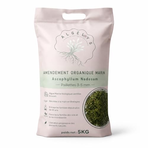 Algelys – Ascophyllum nodosum bio – Algue marine broyée (Kelp) – Amendement naturel pour potager, jardin et sol vivant – Fertilisant organique – Sac 5 kg