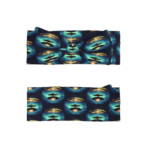 Spacecraft descend Pattern Baby Bow Headband Super Stretchy Soft Bows Hair Accessories for Newborn Infants Toddlers Kids Girls2