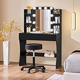 coiffeuse noire meuble Lumière Réglable : Une lumière douce pour un maquillage léger, plus vive pour le soir. Les dix LED ajustables s'adaptent à votre rythme et mettent en valeur votre reflet, tout en créant cette atmosphère feutrée qu'on adore dans les instants de beauté