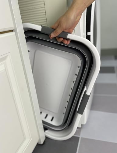 Image of SAMMART 42L (11 gallon) Collapsible Plastic Laundry Basket - Foldable Pop Up Storage Container /Organizer - Portable Basket - Space Saving Hamper /Basket (2, Grey /Steel Grey)