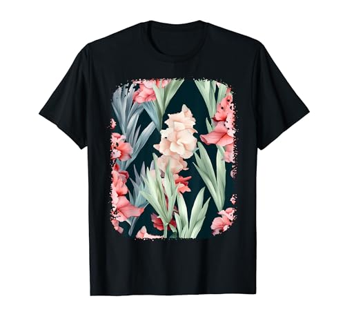 Gladiolus Flower Bouquet Plant Lover Floral Pattern Design Camiseta