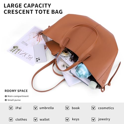 Image of Vegan Leather Tote Handbag Large Capacity Top-handle Purse Shoulder Bags for Woman Trendy Tote Top Handle Satchel
