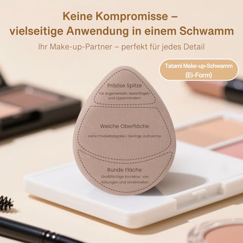 MoMo’s Workshop TATAMI Puderquaste – Doppelseitige Rubycell, großes Luftkissen für Foundation, ultraweich, nahtlose Einteilerstruktur