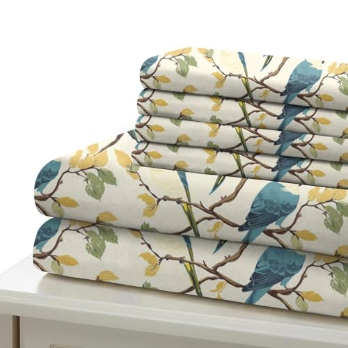 Houssette oiseaux sur branches impression 3D microfine parure lit zippée King - 6