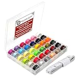 Mandala Crafts 36 Assorted Color SA156 Prewound Bobbins for Singer Sewing Machine -15J SA156 Prefilled Bobbin Thread for Brother Sewing Machine and Embroidery