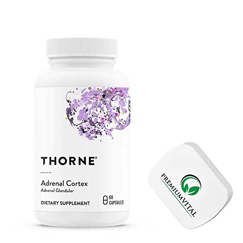 PremiumVital, Thorne Research, Adrenal Cortex (kůra nadledvinek), 50 mg, 60 kapslí, s praktickou dózou na pilulky, laboratorně testováno, bez lepku, bez sóji, bez genetického inženýrství