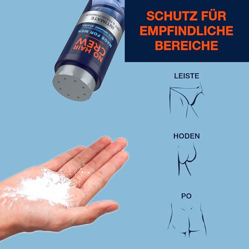 Foto von NO HAIR CREW Dry & Fresh Intimpuder – Premium talkumfreier Körperpuder für den Intimbereich – für ein trockenes frisches Hautgefühl, für Männer, 100 g.