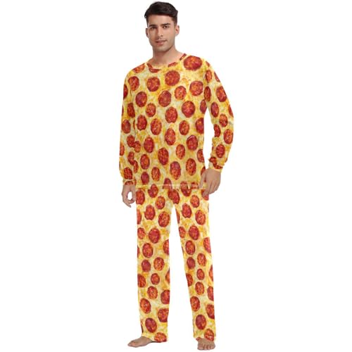 JHKKU Pepperoni Pizza Pajama Set for Men's & Women's Soft Comfy