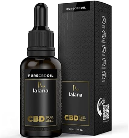 LALANA CBD Oil - Auténtico Aceite CBD 15% | 30ml | 4500 mg CBD puro | Fórmula mejorada - Base de Aceite MCT (coco), curcumina y piperina | 0% THC cannabidiol