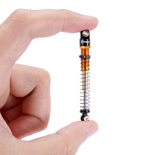 INJORA 51mm Stoßdämpfer-Doppellauf Dämpfer mit Langem Federweg für Axial AX24 SCX24 Upgrade 1/24 RC Crawler, Schwarzes Gold