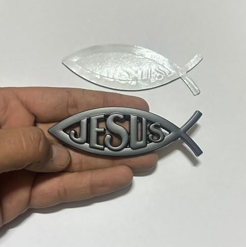 Image of Emblems for Car & Bike Metal Lo.go and Grill Me.tal Lo.go, Auto Accessories for Car Emblem 3D Badge Auto Racing Sport Sticker Grand Tourer Decal. (Jesus Black Metal Sticker)