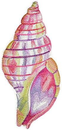 Ocean Calling Custom and Unique Sea Shell[ Tulip Shell in Watercolor ] Embroidered Iron On/Sew Patch [4.65" x7.78"]Made in USA]