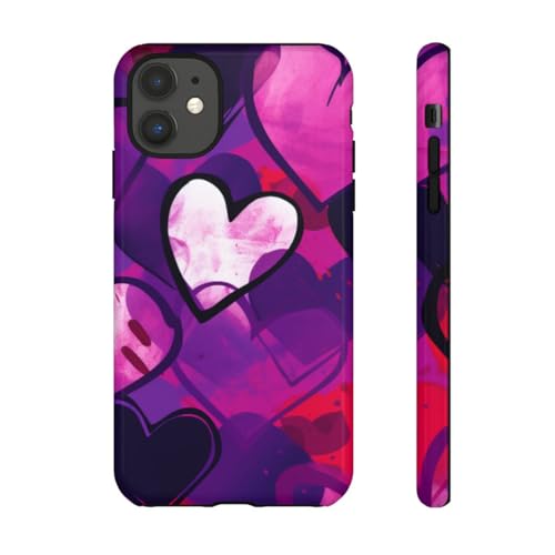 Coque brillante motif cœurs pop art vibrant rigide pour iPhone 11