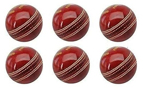 Kalindri Sports Leather Cricket Ball for Competition Practice (Red, Pack of 3)