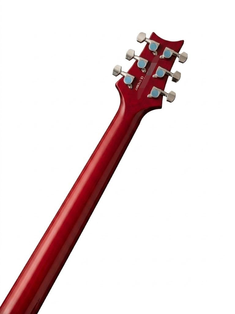 Chitarre elettriche Solid Body, doppio Humbucker e ponte tremolo, Guitarra elettrica ambidestra for palco studio, mogano palissandro, 6 corde rosso traslucido