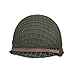 WWII US Army M1 Steel Helmet Replica - WW2 Gear with Canvas Chin Strap, Mesh Cover, Cat Eye Band & DIY Stickers