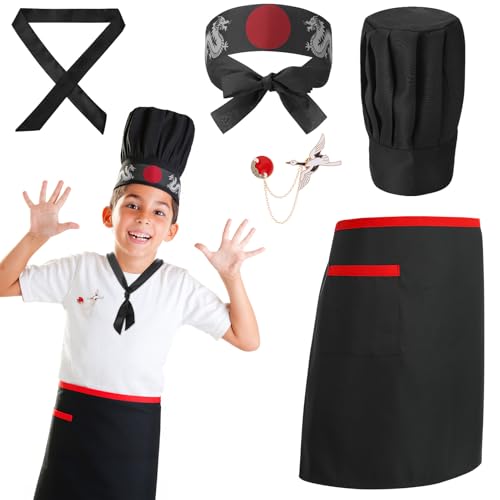 XLSXEXCL Hibachi Chef Hat and Apron Costume Set,...