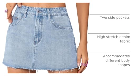 Image of Jumppmile Womens Mini Denim Skirt Mid Waist Mini Dress Jean Skirts