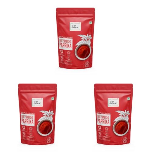 Image of Chef Urbano Smoked Paprika Hot 250g | Produce of Spain | Pimentos | Smoky Flavour | No Artificial Colours | No Preservatives | Vegetarian | 100% Pure & Natural (Pack of 3)
