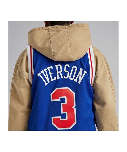 Mitchell & Ness Allen Iverson Camiseta, Azul Real, XL para Hombre