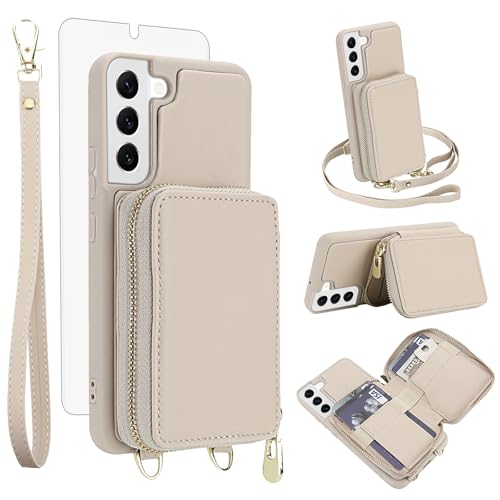 Housse Samsung S22+ 5G en cuir avec bandoulière pour vos voyages