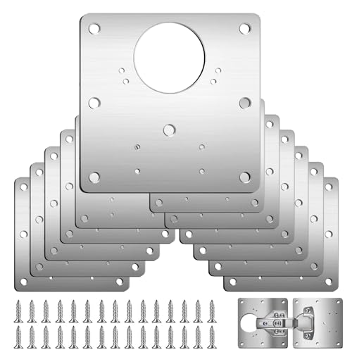 Lemiyoo 12pcs Hinge Repair Plate Kit,Cabinet Door Metal Hinge Repair Plates for Cupboard,Wardrobe,Kitchen Doors Replacement (12)