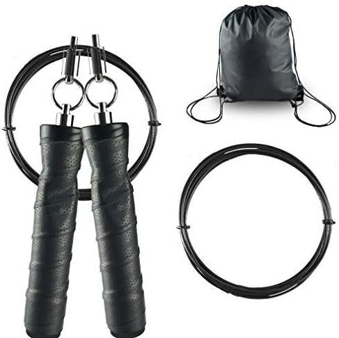 AIYUE Jump Rope, Lightweight & Adjustable Exercise 10 ft Jumping Rope for Men & Women Great for Double Unders, Crossfit Training, Boxing, and MMA, Includes Free Carrying Bag- 2 Cable