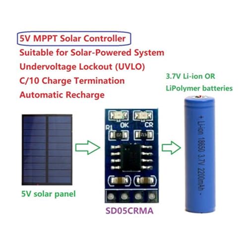 Haosie MPPT Solar Charge Controller Module, 1A 4.2V 3.7V Lipo Battery Charger, 18x10.16x2.7mm Solar Panel Controller Module (Without Pin) - Image 4