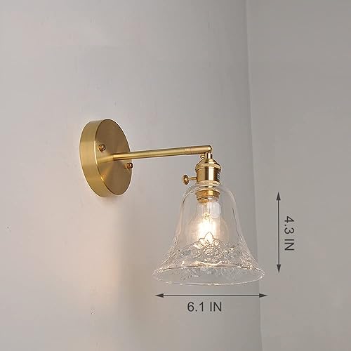 Miniatura 6 de OMBIC Apliques de pared enchufables dorados con pantalla de cristal transparente, luces de pared modernas de mediados de siglo, lámpara de pared con