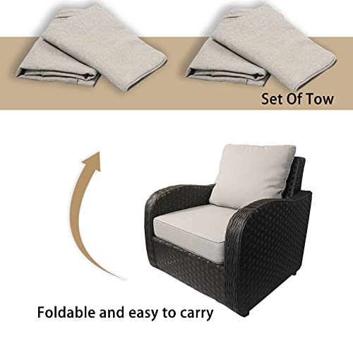 Sunshine Outdoor Indoor/Outdoor Textured Solid Carbon Deep Seat Patio Cushion Cover: Weatherproof Patio Cushion Cover,Seat(24X24X4.7),Back(22.5X25X6.5) 2 Sets Riverbed Cover #TOP5