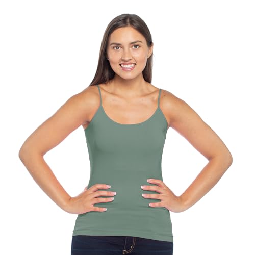 Image of Malibu Sugar Womens Camisole Tank Tops - Seamless Fitted Spaghetti Strap Cami Stretch Basic Womens Camisole for Layering XS-M